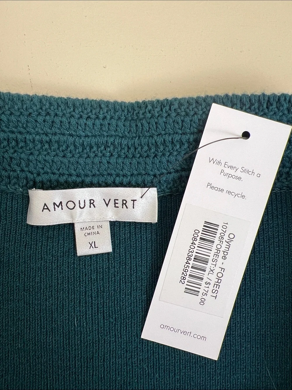 NWT Amour Vert Olympe Knit Pencil Skirt Forest Green Size XL